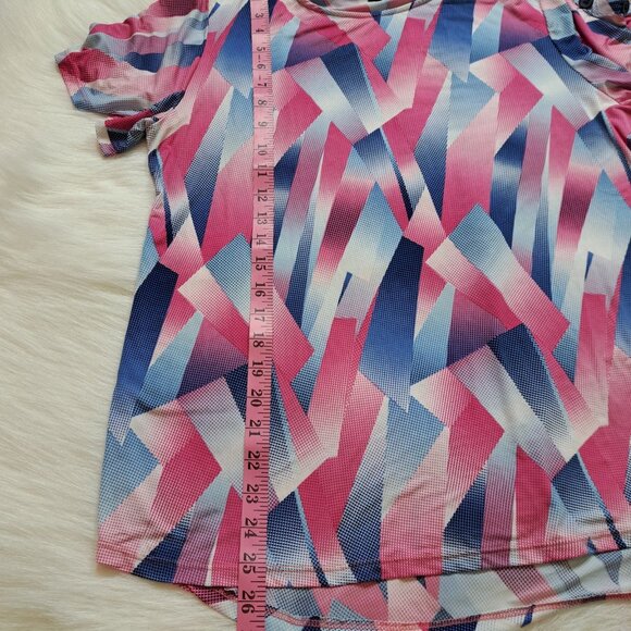 N Touch Geometric Print Short Sleeve Top Size Medium - Picture 7 of 8